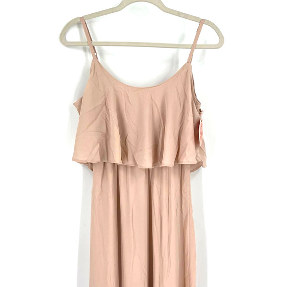 Show Me Your MuMu Caitlin Ruffle Maxi Dress Dusty Blush Crisp Large NWT - Picture 10 of 11
